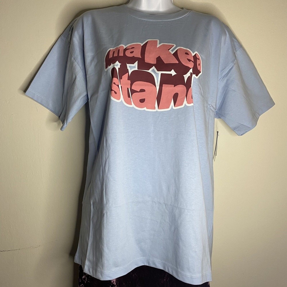 NWT BP. Knit Oversize Tee In Blue Cash Make A Stand Size XS